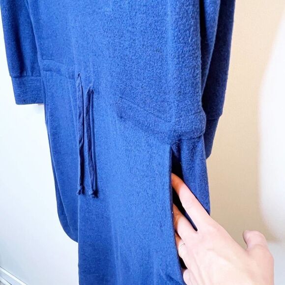 Soft Surroundings Easy Living Blue Fuzzy V Neck Long Sleeve Sweater Dress Size S - Picture 5 of 8